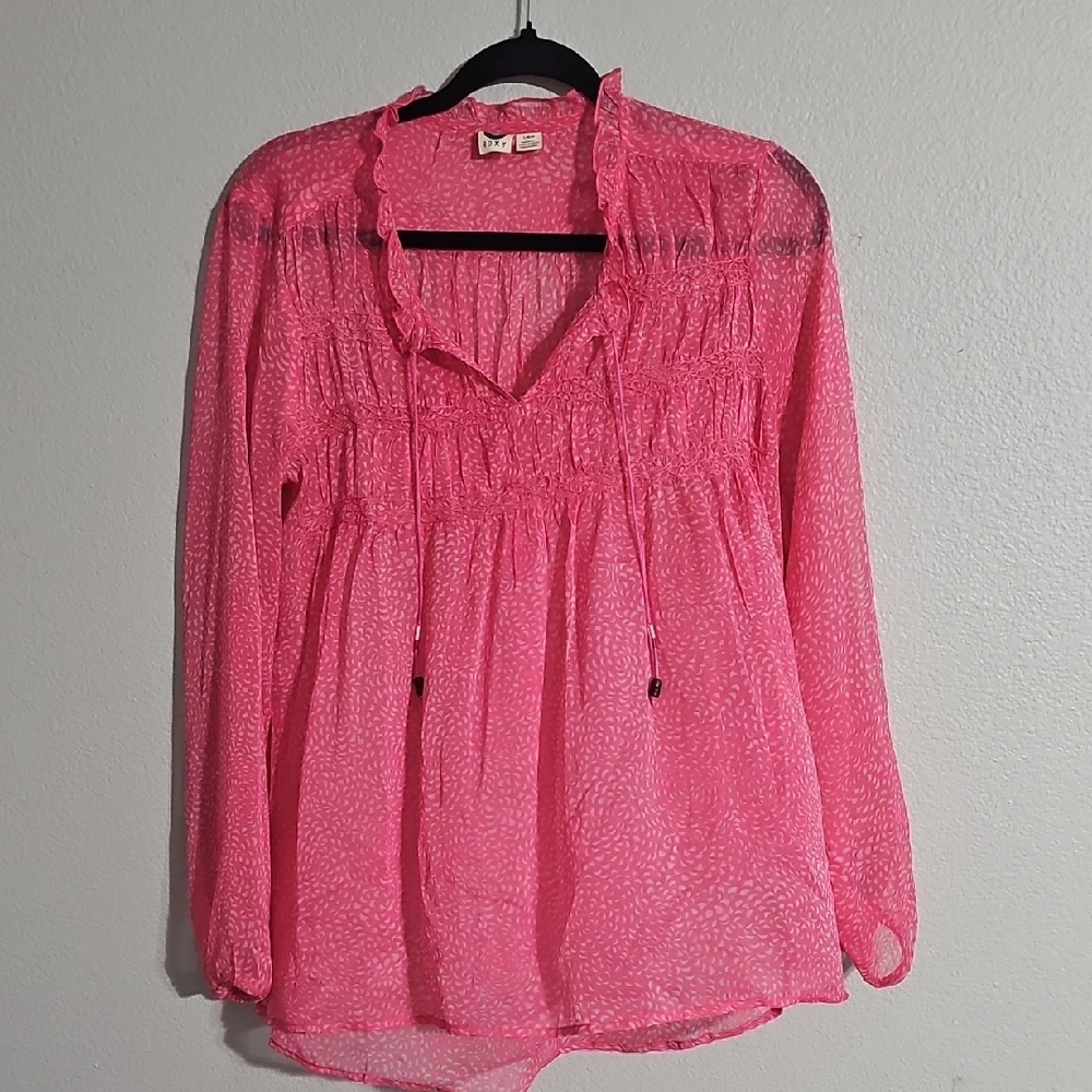 Roxy Vibrant Pink Sheer Blouse